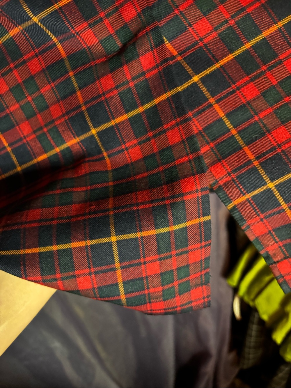 Collectif London Red, Navy, Green Plaid Pencil Skirt Pinup Retro Size 10 - Picture 3 of 9